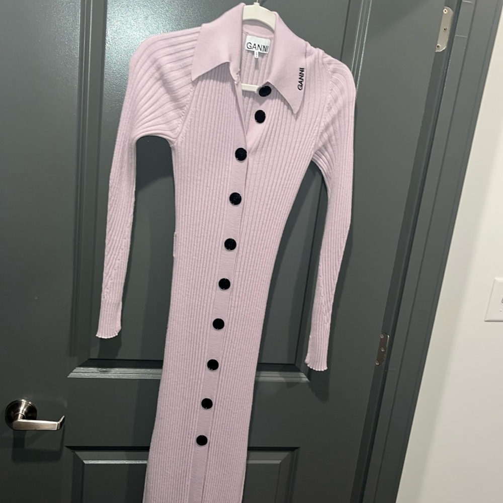 Ganni Rib-Knit Midi Dress